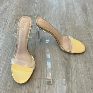 Womens Olivia Ferguson Clear Strappy Block Heels - 8.5